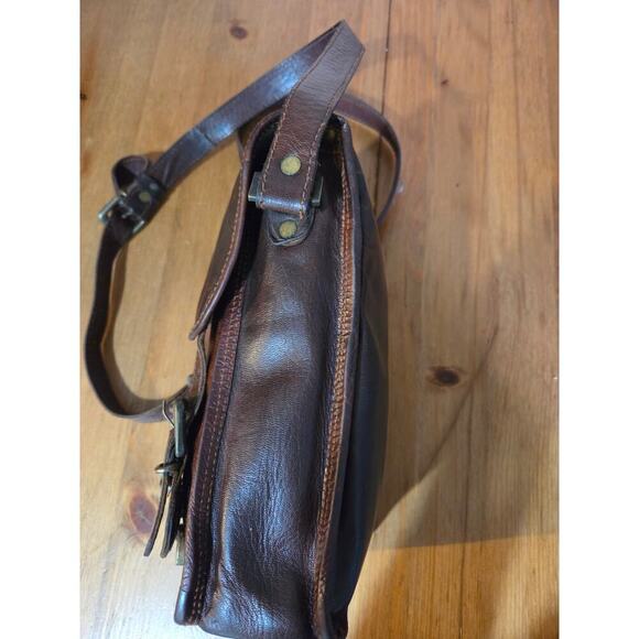 Vintage Handmade Goat Leather Satchel Messenger Crossbody Bag Med in Size - Picture 8 of 10
